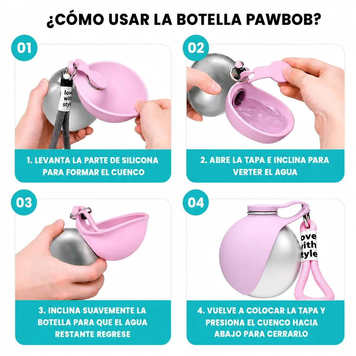 Botella de Agua Portátil de Acero💧🐶